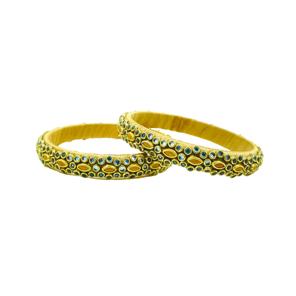 Yaalz Trendy Rich Eye Kundan Stone Work Pair Bangles In Multiple Colors