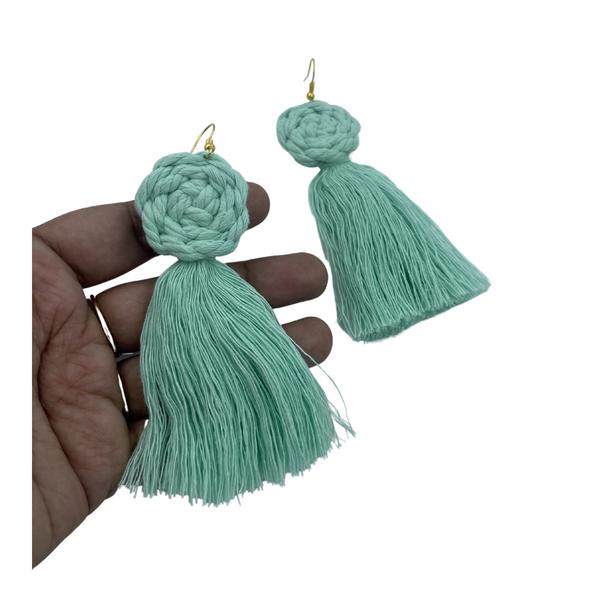 YAALZ Macrame Elegant Weightless Thread Earrings In Round Tassel Pattern for Kids / Adults For Ethnic / Casual Wears