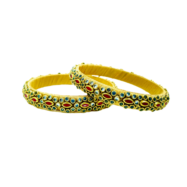 Yaalz Trendy Rich Eye Kundan Stone Work Pair Bangles In Multiple Colors