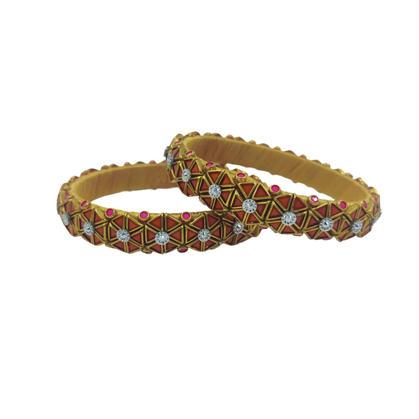 Yaalz Stylish Rich Triangle Kundan Stone Work Pair Bangles In Multiple Colors