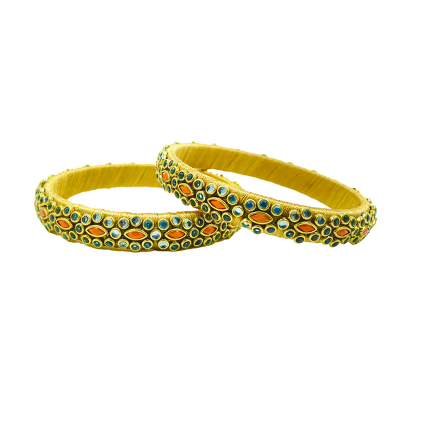 Yaalz Trendy Rich Eye Kundan Stone Work Pair Bangles In Multiple Colors
