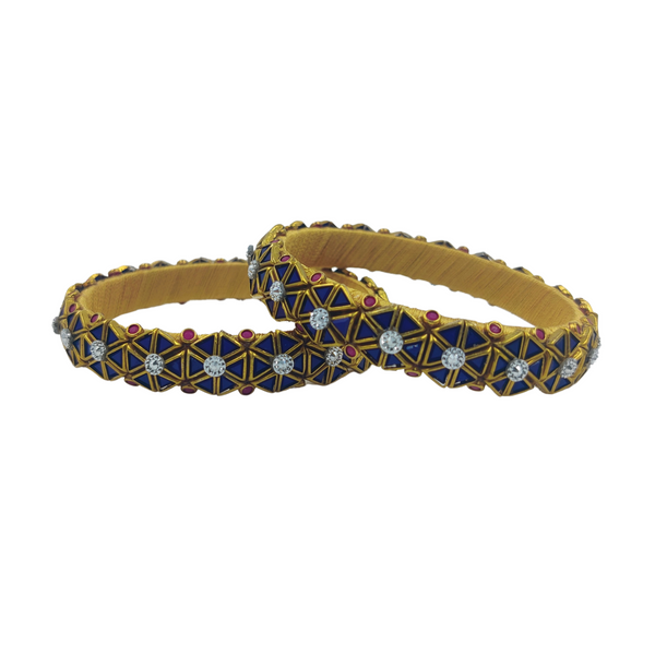 Yaalz Stylish Rich Triangle Kundan Stone Work Pair Bangles In Multiple Colors