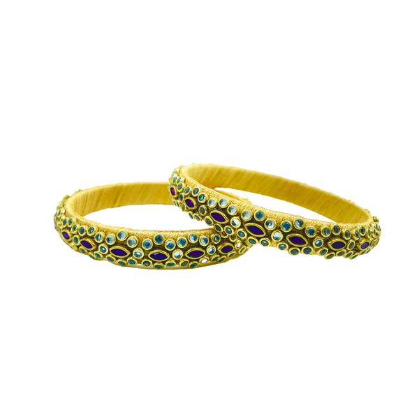 Yaalz Trendy Rich Eye Kundan Stone Work Pair Bangles In Multiple Colors