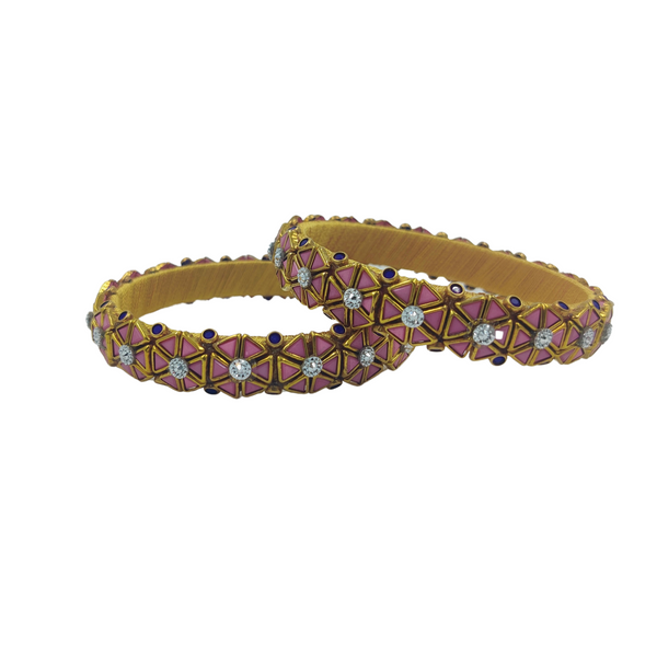 Yaalz Stylish Rich Triangle Kundan Stone Work Pair Bangles In Multiple Colors