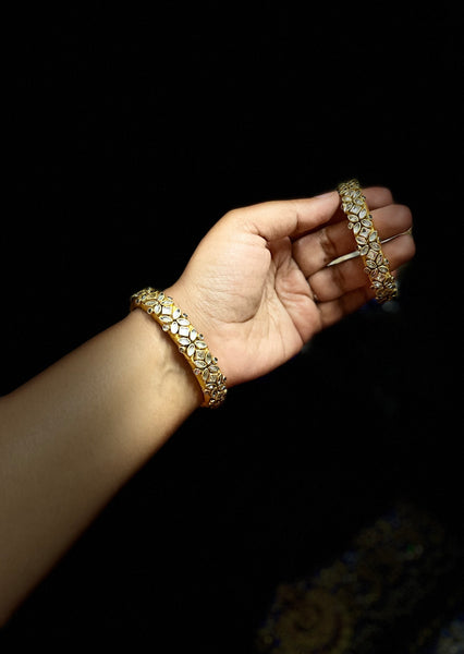 Yaalz Silk Thread Rich Kundan Stone Work Pair Bangles In Multiple Colors