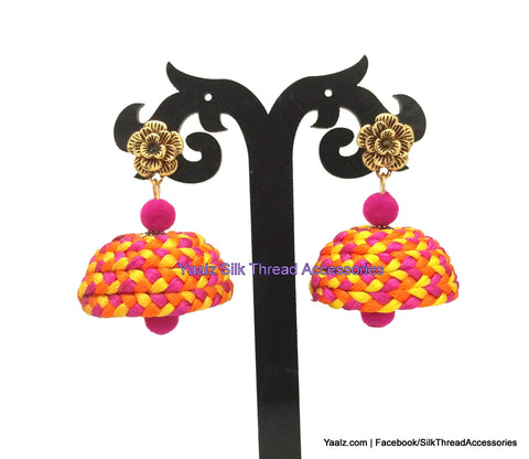 silk thread Checker Earrings 