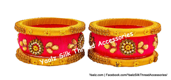 Yaalz Silk Thread 3Pcs Simple Bangle Sets in Assorted Colors - Set 1