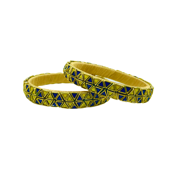 Yaalz Rich Triangle Kundan Stone Work Pair Bangles In Multiple Colors