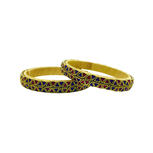 Yaalz Rich Triangle Kundan Stone Work Pair Bangles In Multiple Colors