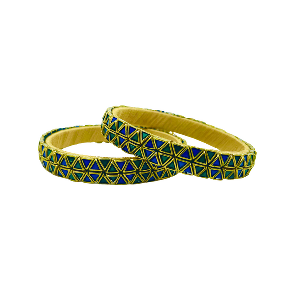 Yaalz Rich Triangle Kundan Stone Work Pair Bangles In Multiple Colors