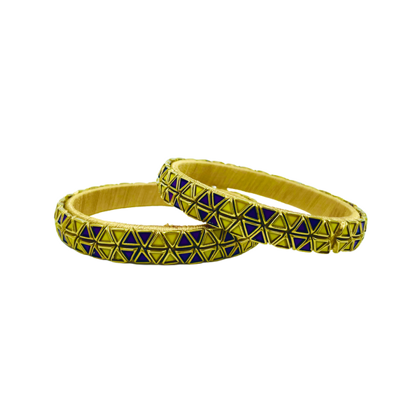 Yaalz Rich Triangle Kundan Stone Work Pair Bangles In Multiple Colors