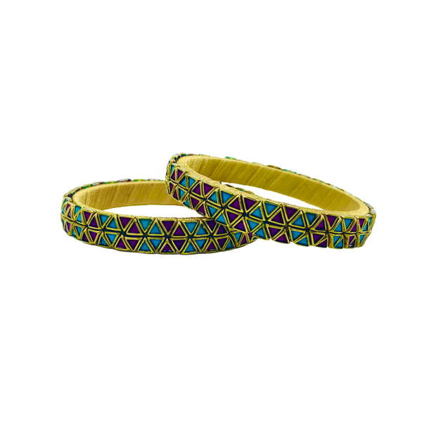 Yaalz Rich Triangle Kundan Stone Work Pair Bangles In Multiple Colors