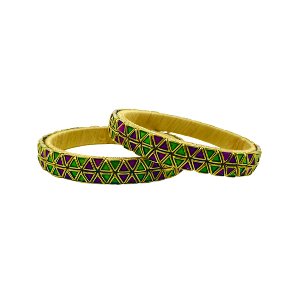 Yaalz Rich Triangle Kundan Stone Work Pair Bangles In Multiple Colors