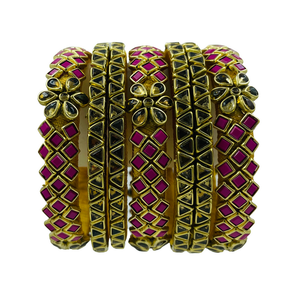 Yaalz Silk Thread Rich Kundan Work Bridal / Partywear Bangle Sets