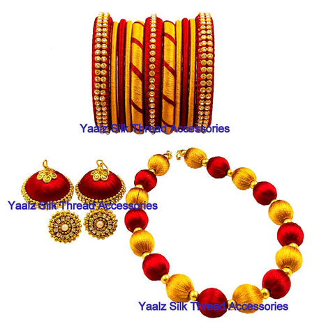 silk thread BANGLE EARRING & NECKSET 
